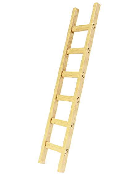 Wooden ladder leaning against a wall — representing step-by-step progress